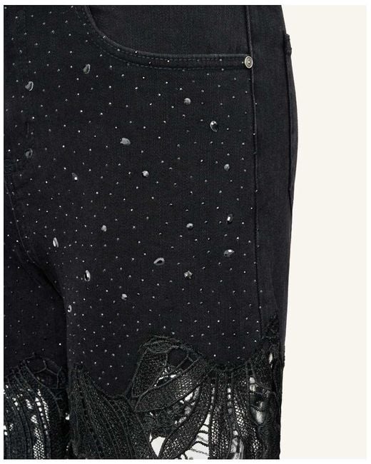 JW PEI Black Lace And Crystal Embellished Straight Leg Jeans