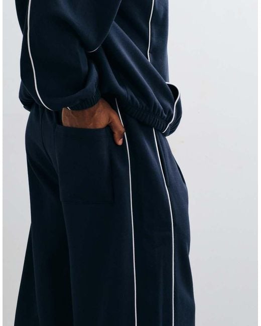 ASOS Blue Wide Leg Jogger With Piping for men