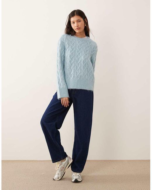 Vila Blue Fluffy Cable Knit Sweater