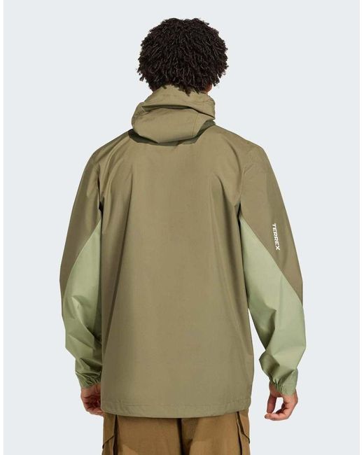 Adidas Originals Green Terrex Multi 2.5 Layer Climaproof Rain Jacket for men