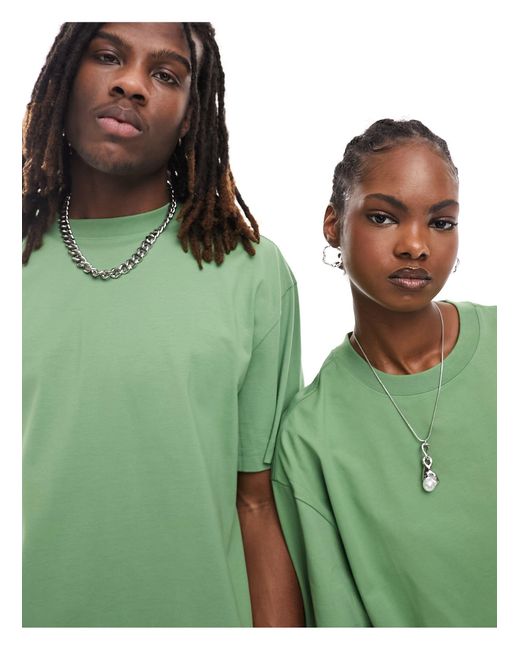 T-shirt oversize unisex di Weekday in Green