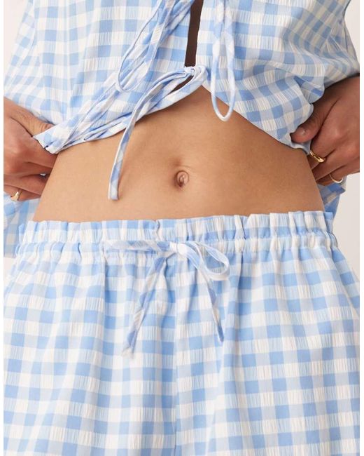 Pantalones Cortos A Cuadros Vichy Blancos Y Azules Sin Cierres Con Volante De (Parte De Un Conjunto) ASOS de color Natural