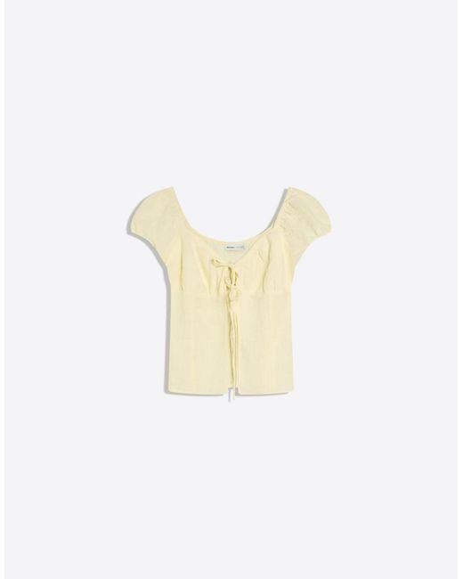 Bershka Yellow Rustic Blouse With Ties