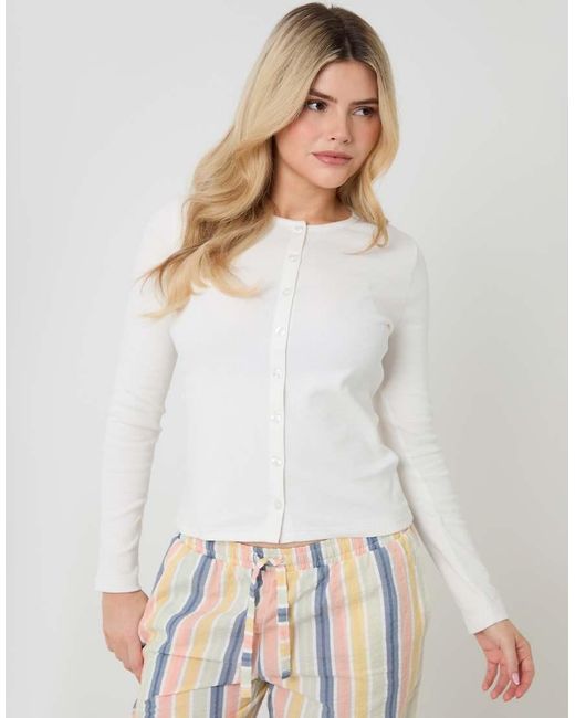 Threadbare Natural Stripe Button Front Cotton Pyjamas (2-Piece Set)