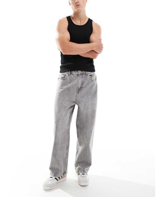 Bershka Gray Loose baggy Fit Jeans for men