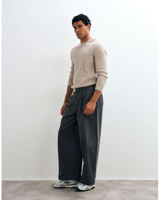 Mango Gray Round Neck Knitted Jumper for men