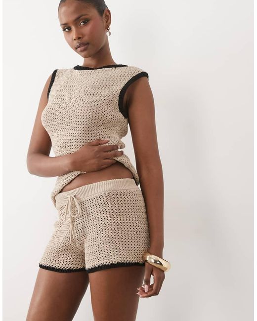 ASOS Brown Crochet Short Co Ord