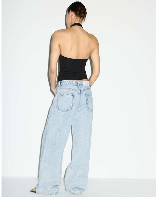Stradivarius White Halter Cross-over Top