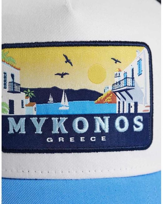 KTZ Blue Mykonos Location Patch Trucker Cap