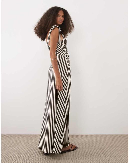ASOS Multicolor Cami Tie Detail V Neck Maxi Dress