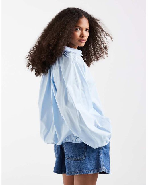 ASOS White Oversized Bubble Sleeve Shirt