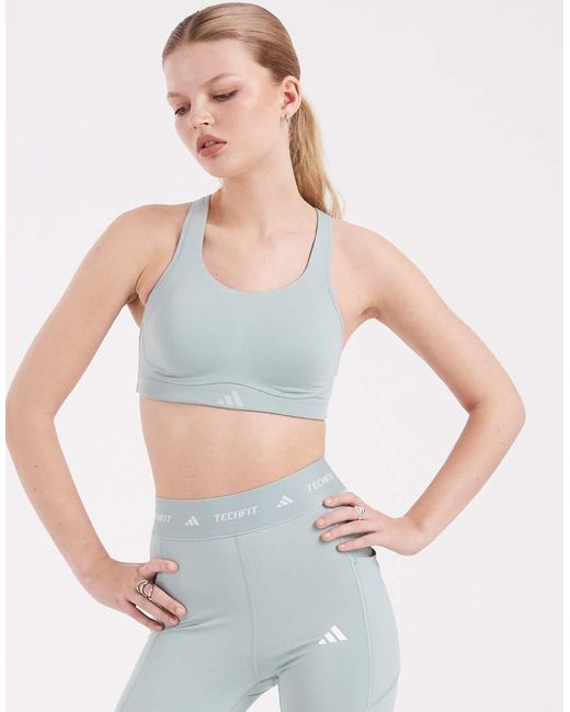 Adidas Originals Blue Optime Workout High Support Bra