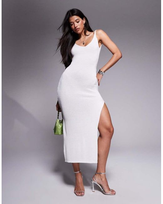 Missy Empire Gray Missy Empire Knitted Cami Side Slit Open Back Maxi Dress