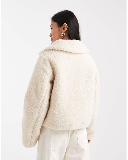 Threadbare White Short Borg Jacket