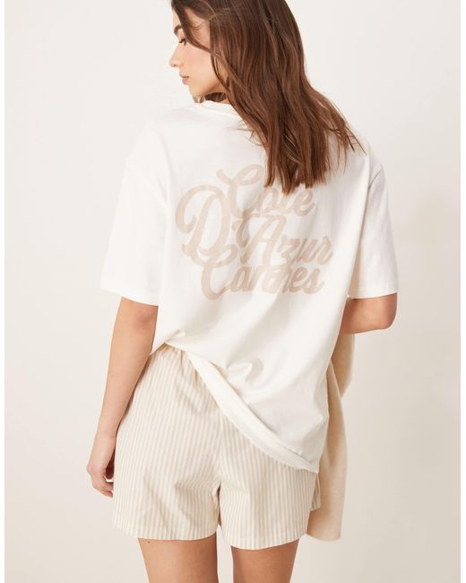 ASOS White Oversized Tee & Short Pyjama Set With Graphic