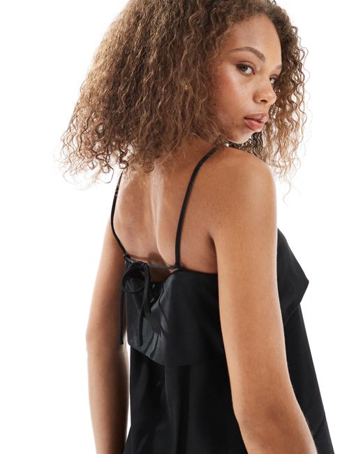 Robe longue en mousseline avec ourlet transparent Object en coloris Black