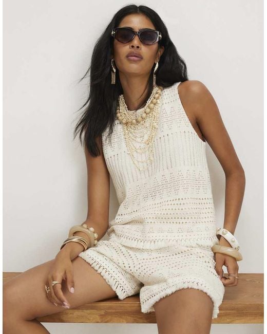 River Island Black Crochet Fringe Hem Tank Top