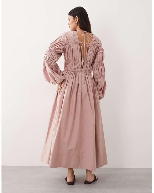 ARRANGE Pink Ovoid Sleeve Seam Detail Maxi Dress