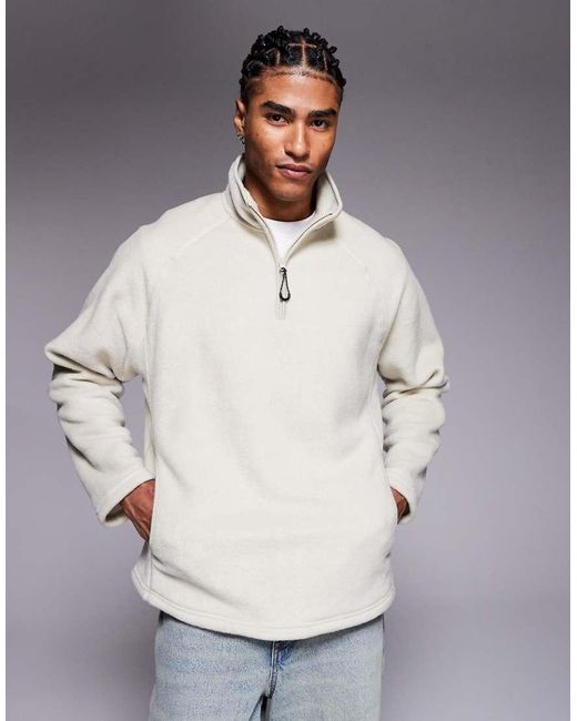 Sudadera Gris Claro Extragrande Con Cremallera Corta Y Cuello Alzado De Felpa De -Neutro ASOS de hombre de color Gray