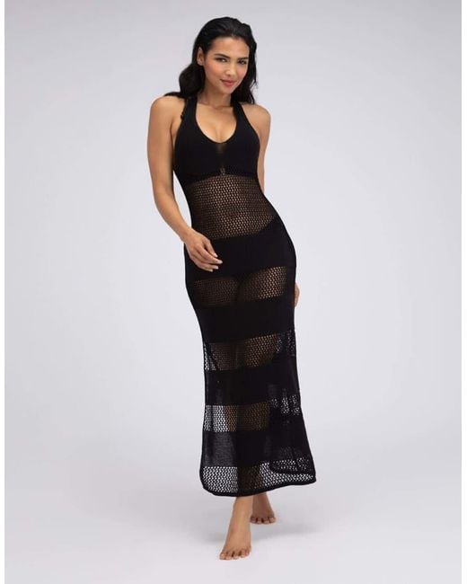Boux Avenue Black Knitted V Neckline Semi Sheer Maxi Beach Dress