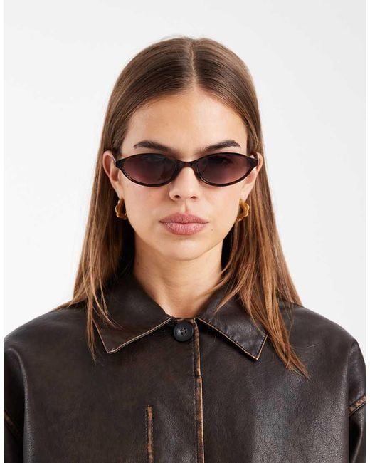 ASOS Brown Slim Oval Sunglasses