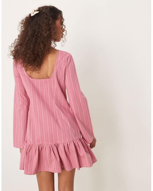 Ghospell Pink Drop Hem Mini Dress
