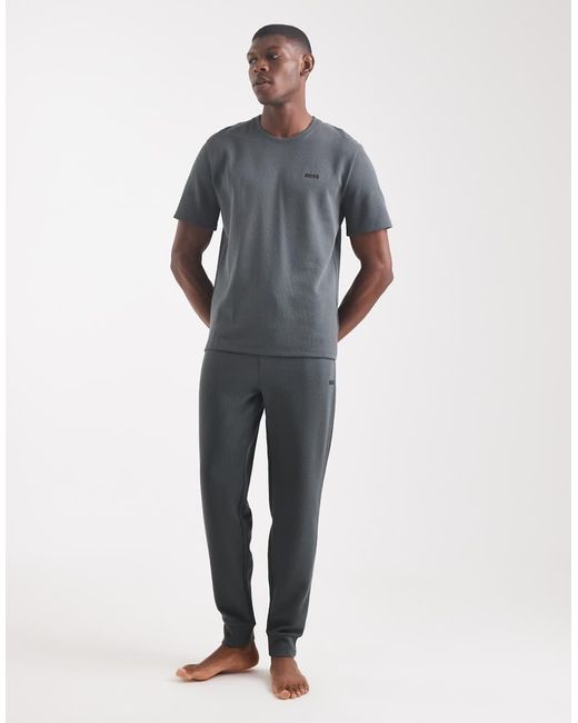 Boss Gray Co-Ord Waffle Lounge T-Shirt for men
