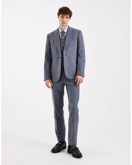 ASOS Blue Wool Mix Slim Suit Jacket for men