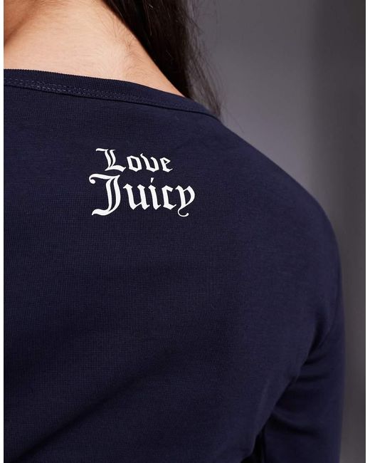 Juicy Couture Blue Girl Of The Year Logo Long Sleeve Top