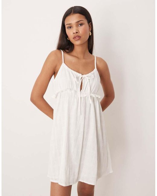 esmé studios White Esmee Tie Front Strappy Mini Beach Dress
