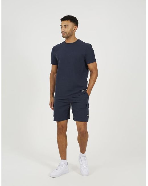 Brave Soul Blue Patch Pocket Elasticated Waist Shorts for men