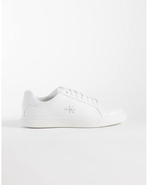 Calvin Klein White Leather Low Profile Cupsole Sneakers