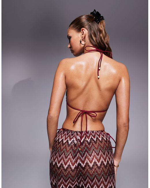 South Beach Multicolor Ring Front Chevron Triangle Bikini Top