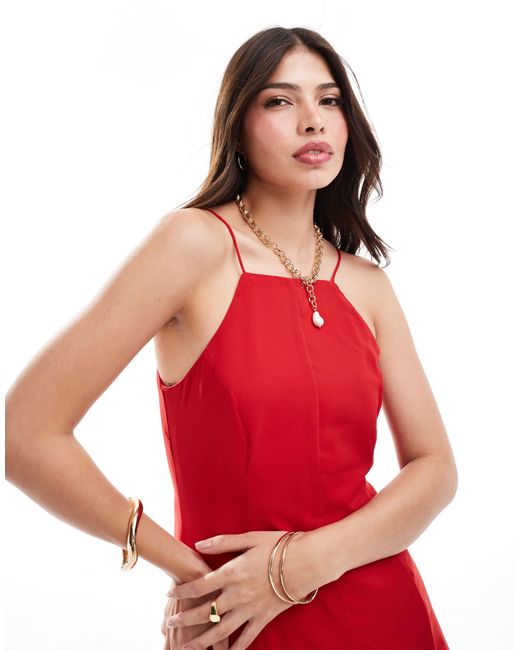 Aria Pleated Square Neck Cami Midi Dress