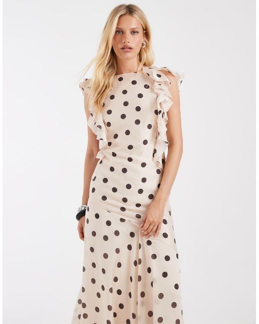 & Other Stories White Maxi Dress With Ruffle Edging And Low Back