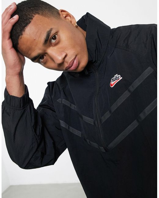 Nike Heritage Essentials Half-zip Overhead Woven Windbreaker Jacket in  Black for Men | Lyst Australia
