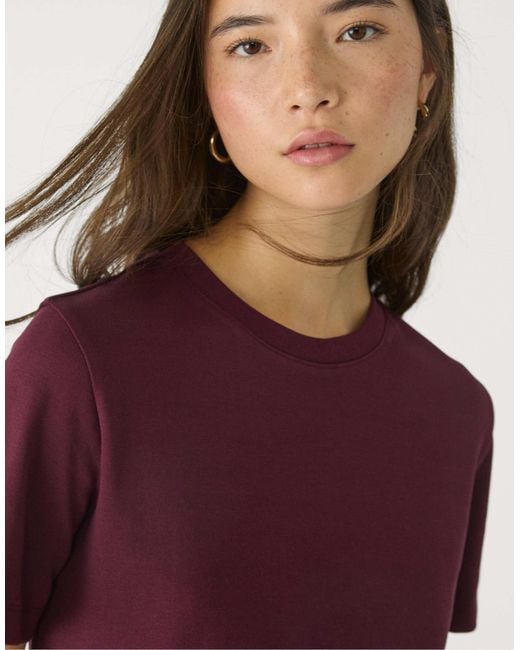 Stradivarius Purple – basic – schweres t-shirt