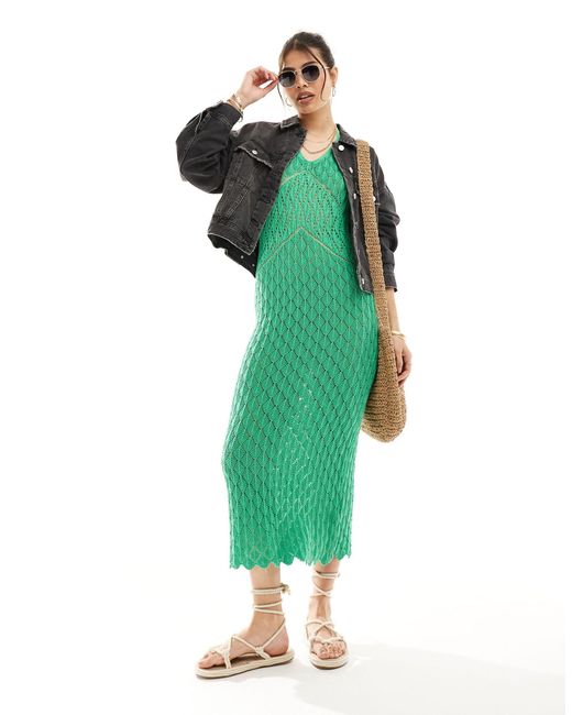 Robe longue au crochet à encolure américaine - kelly Superdry en coloris Green