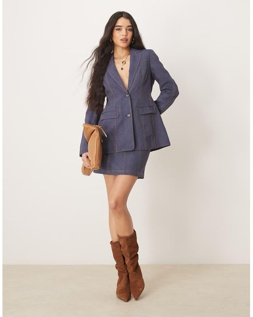 Americana De Sastre De Tejido Efecto Denim De (Parte De Un Conjunto) ASOS de color Blue