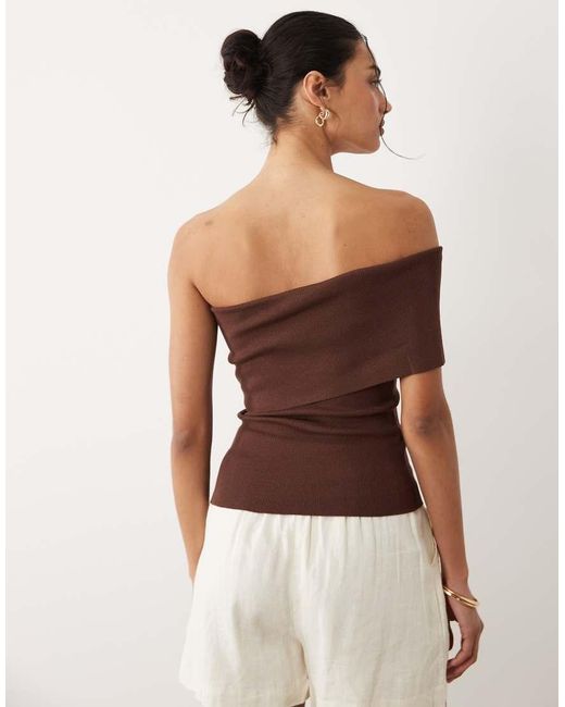 Mango Brown One Shoulder Top