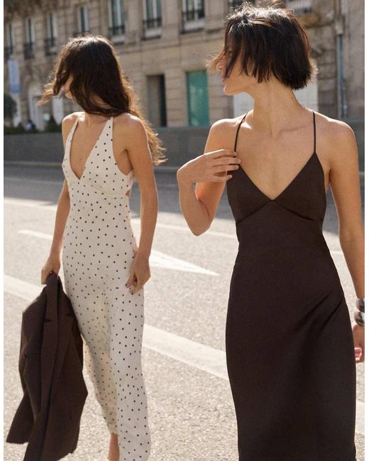 Pull&Bear White Polka Dot Strappy Back Dress