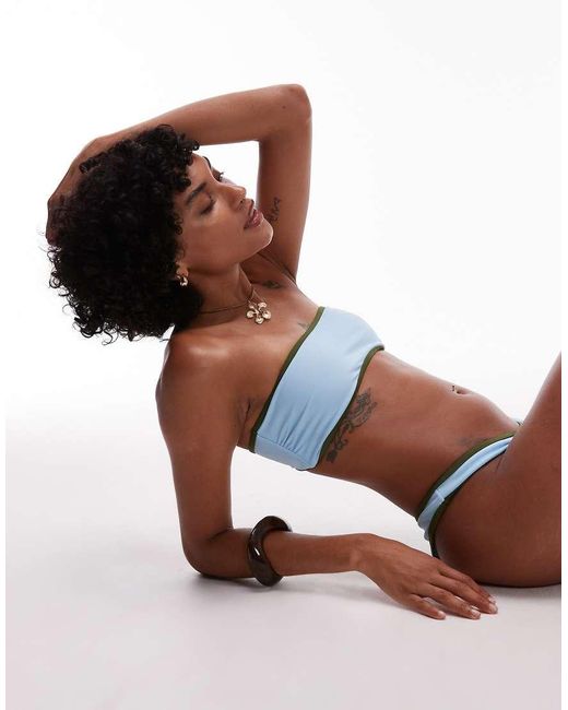 TOPSHOP White La Bandeau Bikini Top