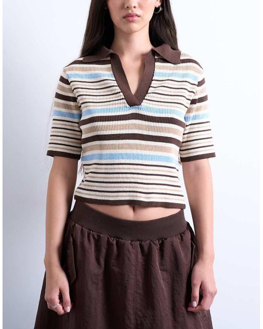 TOPSHOP White Knitted Collared Polo