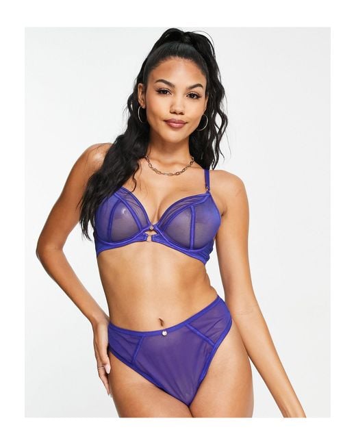 Curvy Kate Blue Scantilly By Fuller Bust Exposed Mesh Plunge Bra