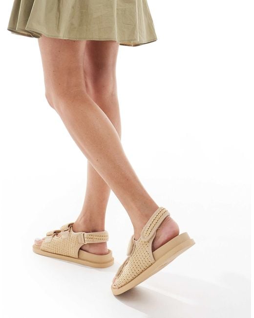 SEQWL Natural Kidman Double Strap Raffia Sandals