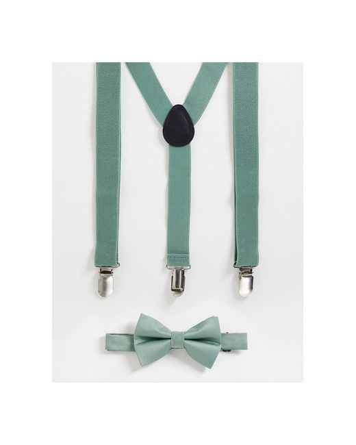 ASOS Brace And Bow Tie Set in Green for Men Lyst