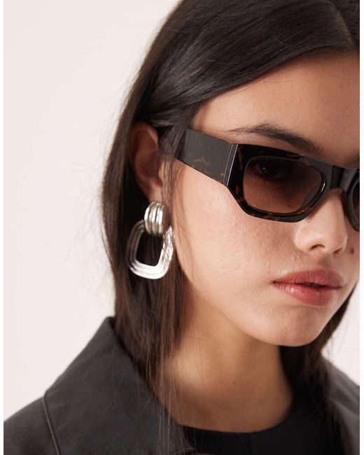 ASOS Black Angular Mid Square Sunglasses
