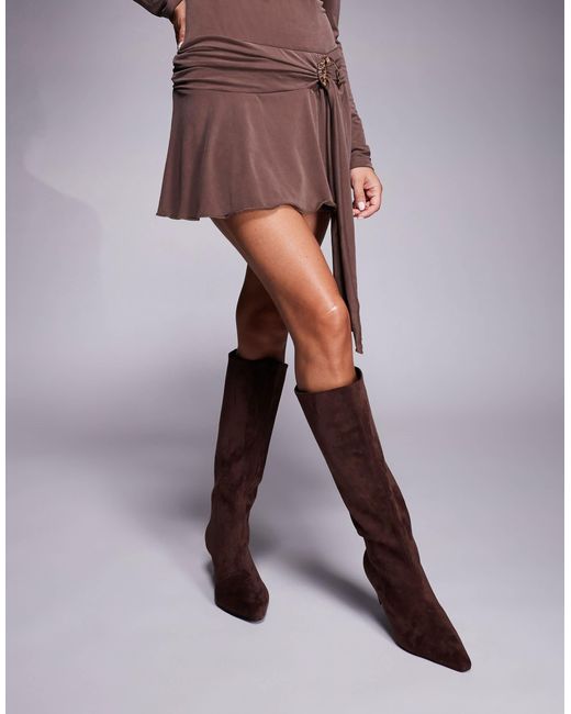 Public Desire Purple Boomer Heeled Knee Boots