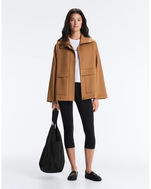 Oysho Brown Long Neoprene-Effect Jacket