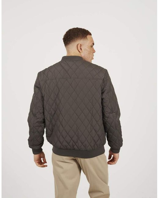 Brave Soul Gray Diamond Quilted Bomber Jacket for men